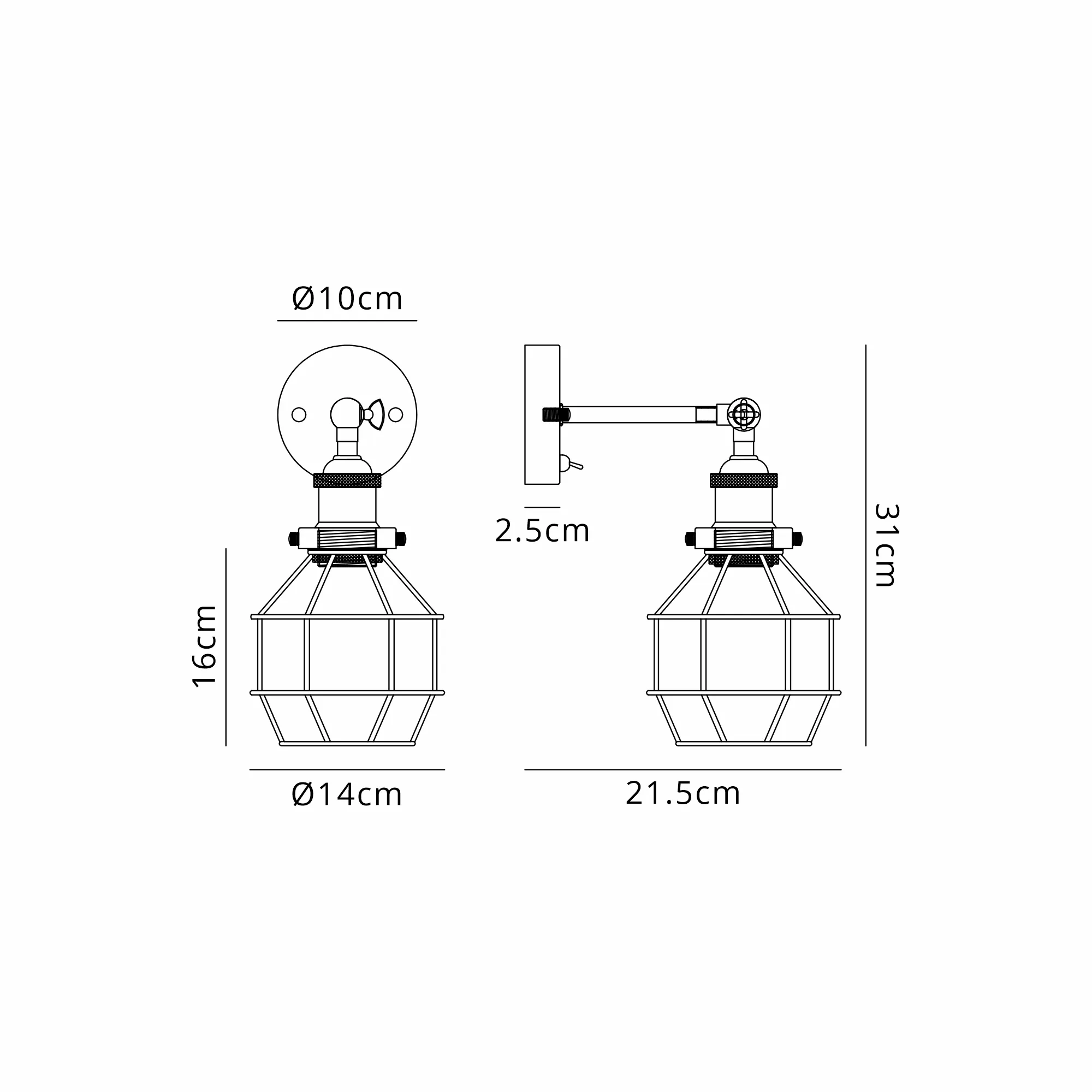 Walter-Matt Black Wall Lights Deco Armed Wall Lights